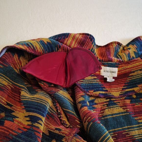 Vtg Southwest Blazer Jacket Alfred Dunner Western Woven Aztec Textured Size 14 - Picture 7 of 8
